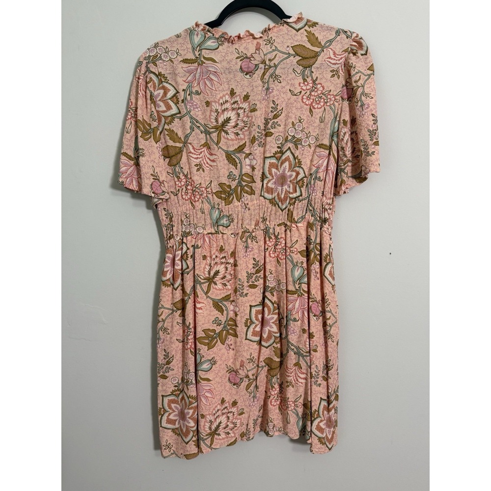 Spartina 449 Elayne Splitneck Dress Calm Waters Floral Sz M Pink Peasant - Picture 9 of 10